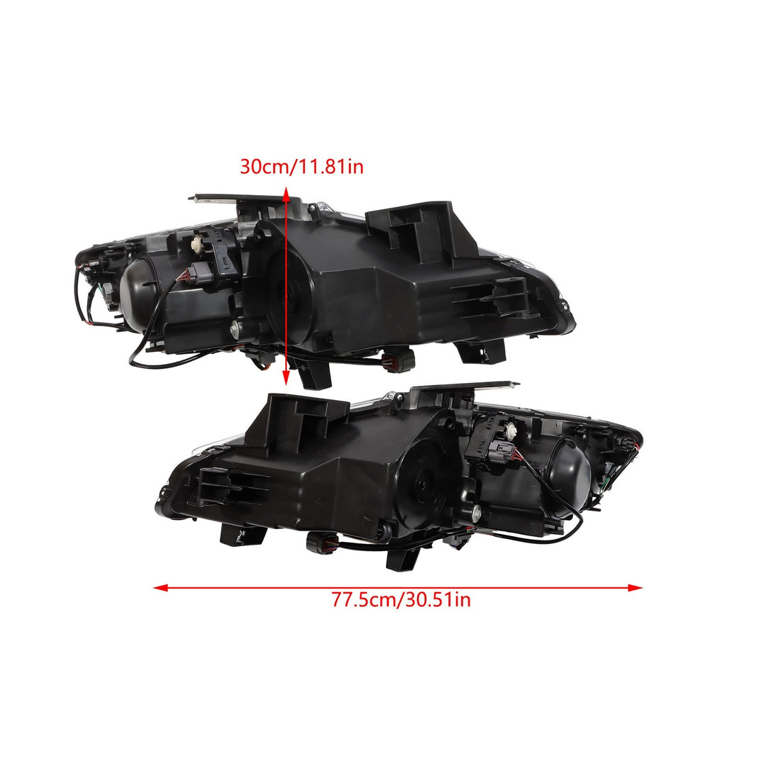 HID Xenon Headlight Assembly Pair for 2013-2015 Mazda CX-9, Black and Chrome