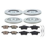 Front and Rear Drilled Brake Rotors and Pads for 2006-2015 Jaguar XF S-Type XJ8 XK, 326 mm Front