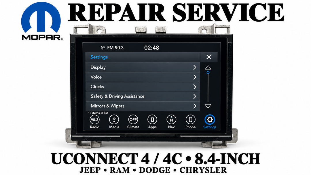 Uconnect 4C 8.4-inch complete monitor repair-service illustration