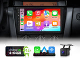 Eonon M3BKX7A car stereo with touchscreen displaying home apps, plus black trim and white speakers.