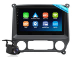 Black Eonon GMSX6S2 Android 10.1" QLED 6+64 car radio with blue side panel, camera, and multiple connectivity options.