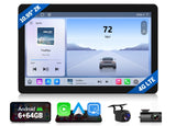 Black 10.95-inch 2K car radio with Android 13, Spotify, Apple CarPlay, and 4G LTE.