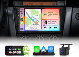 Black wireless CarPlay head unit for Mazda 3 2004-2009 with 9" IPS GPS, 4+64GB storage, and connected camera.