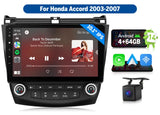 Black Honda Accord 7 2003–2007 with 10.1-inch touchscreen, 4+64GB memory, and multiple car radio presets.