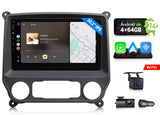 Chevy Silverado 2014-2018 10.1" Android Auto CarPlay with black trim, side camera, and “10.1" IPS” text on screen.