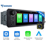 Black X3U 6.28" IPS single 1 DIN car stereo with blue trim, USB ports, Bluetooth, and wired Android Auto.