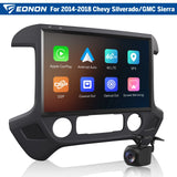 Black Chevy Silverado 2014-2018 13" 8+128 Android car radio with Apple CarPlay, Android Auto, 4G LTE, GPS, and camera.
