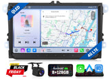 VWX6S PRO for VW Golf MK6 2009-2013 with 9-inch QLED 8+128 Android car stereo, map, and black dash camera.