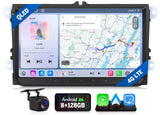 Black Eonon VWX6S PRO Android 13 car stereo with 9-inch touchscreen, route preview, and 4G LTE connectivity.
