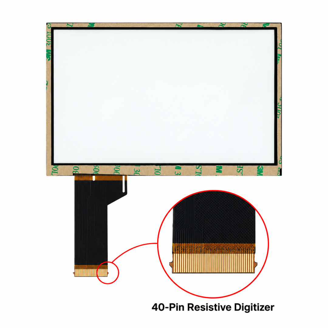 VW Skoda MIB2 40-pin resistive digitizer rear and connector detail