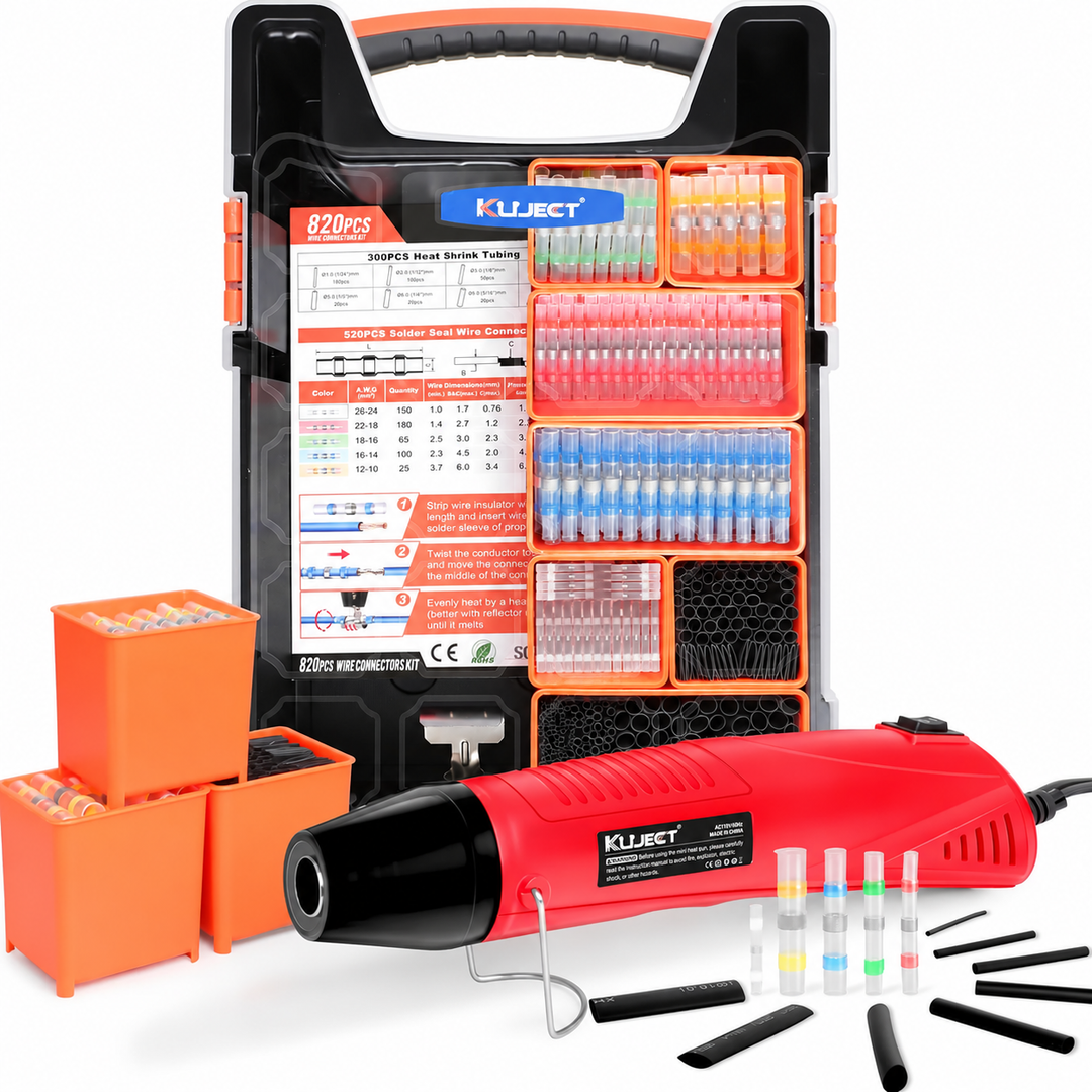Solder Seal Connector and Heat Shrink Kit with Heat Gun for AWG 26-10 Wiring SSHG820