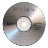 CD-R Discs, 700MB/80min, 52x, Spindle, Silver, 100/Pack Verbatim