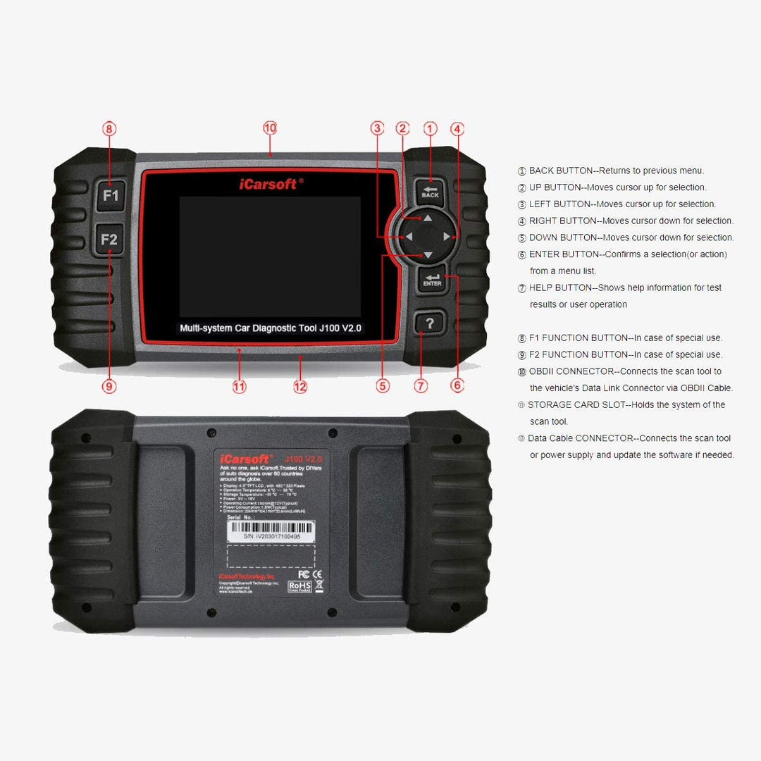 OBD2 Diagnostic Scanner for Japanese Vehicles iCarsoft J100 V2.0