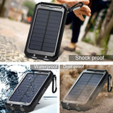 Portable External Solar Power Bank + Flash Light 2USB Battery Charger for Cell Phone Survival Camping