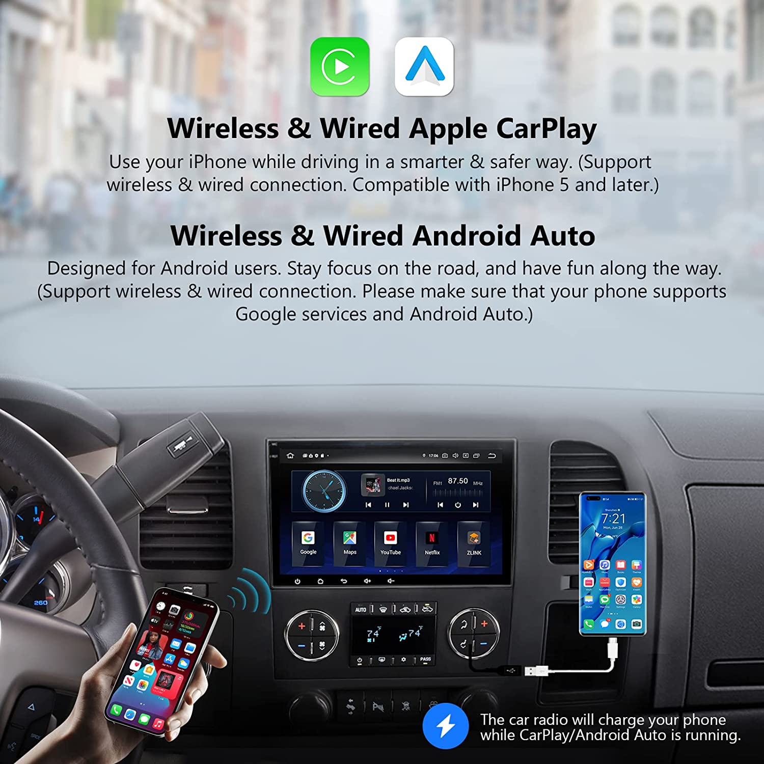 Ecran IPS compatible Apple Carplay