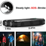 Portable External Solar Power Bank + Flash Light 2USB Battery Charger for Cell Phone Survival Camping