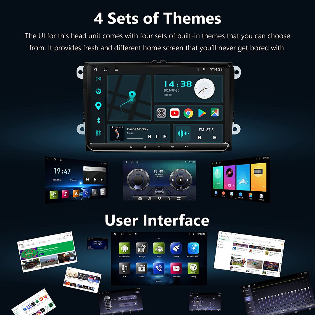 Eonon Android 10.0 Car Stereo,Apple CarPlay & Android Auto Car Stereo Receiver, Ultra-Thin 3+32GB Car Radio, Compatible with Volkswagen/SEAT/Skoda, Bluetooth 5.0 9 Inch - Q53Pro