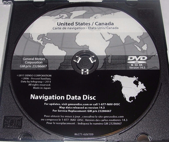 Newest Version Maps for 2007 2008 2009 2010 2011 GM GMC BUICK PONTIAC SATURN CADILLAC CHEVY GPS NAVIGATION CD DVD UPDATE DISC p/n: 23286667 Ver. 14.3