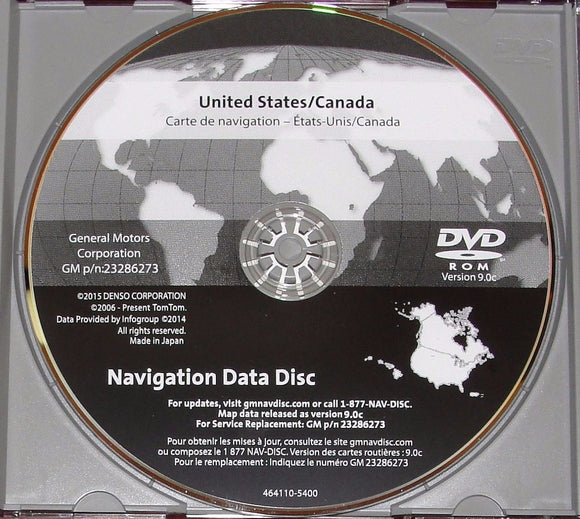 Newest Version 2016 Maps for 2007 2008 2009 2010 2011 GM GMC HUMMER CADILLAC CHEVROLET TAHOE SUBURBAN AVALANCHE SILVERADO GPS NAVIGATION CD DVD UPDATE DISC p/n: 23286273 ver 9.0C