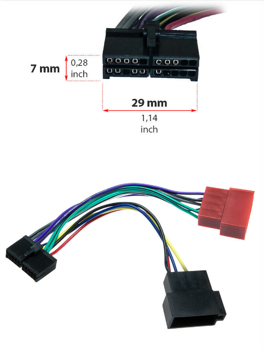 Car Radio Cable 16pin DIN ISO Socket for CLATRONIC AEG Prology Audiovox