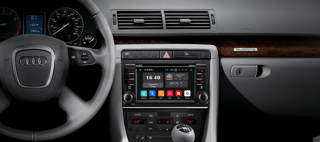 Designed for A4/S4/RS4/Seat Exeo Android 8.0 Oreo 4G RAM High-end Rockchip Processor, Octa-Core & 32G ROM Split Screen and PIP Multitasking