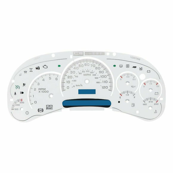 White Gauge Face Overlay for GM Silverado Sierra Tahoe LED Version Trans Temp