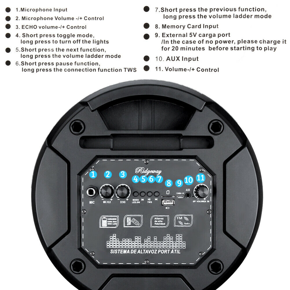 Altavoz Subwoofer Karaoke Klack con doble micrófono, Bluetooth