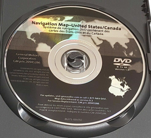 GMC Buick Chevrolet Saturn Navigation DVD Maps Disc US / Canada 20945286 Version 9.3