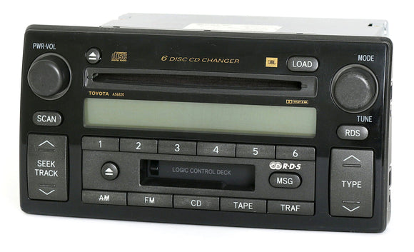 Toyota Camry 2002-2004 Radio AM FM 6 Disc CD Cassette Player 86120-AA060 A56820