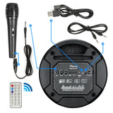 Portable Party Bluetooth PA Loudspeaker Rechargeable Dual Subwoofer With Karaoke Microphone Remote