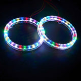 Set RGB 80MM COB LED Angel Eye Lights Halo Rings Phone APP Control Headlight DRL