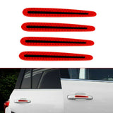 4x Red Carbon Fiber Reflective Strip Car Door Handle Safety Warning Sticker Trim
