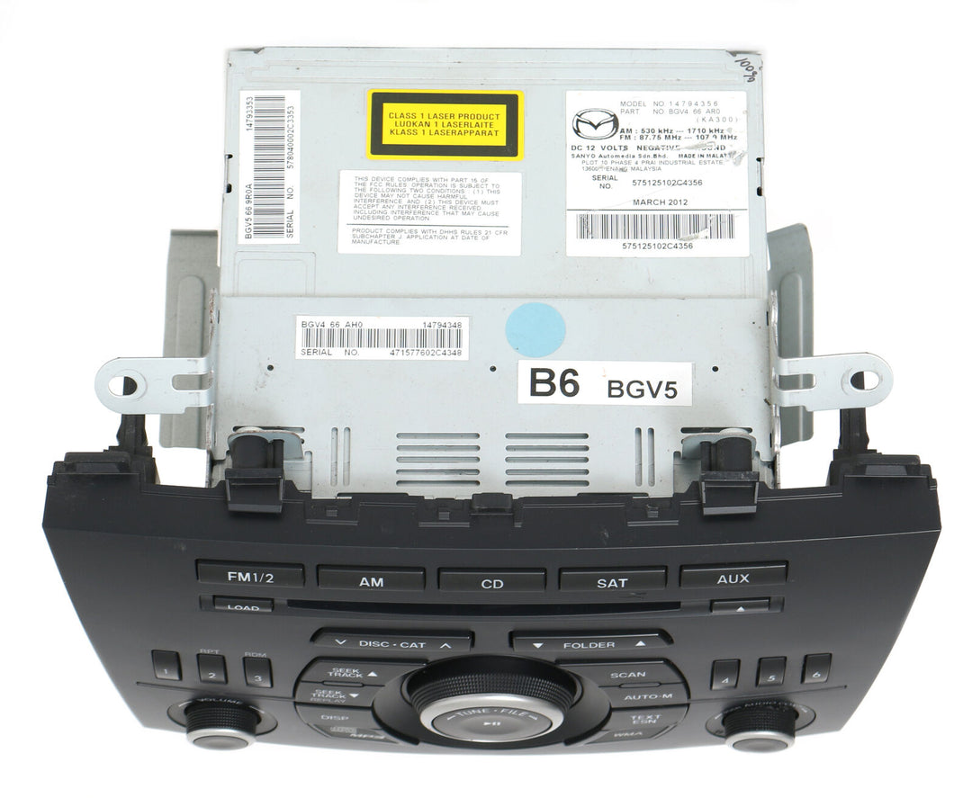 2012-2013 Mazda 3 AM FM Single Disc CD MP3 Player Radio BGV466AR0