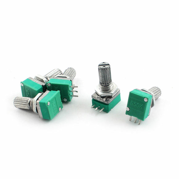 5 Pcs B50K Type B 50K Ohm 3Pin Terminal Single Linear Rotary Taper Potentiometer