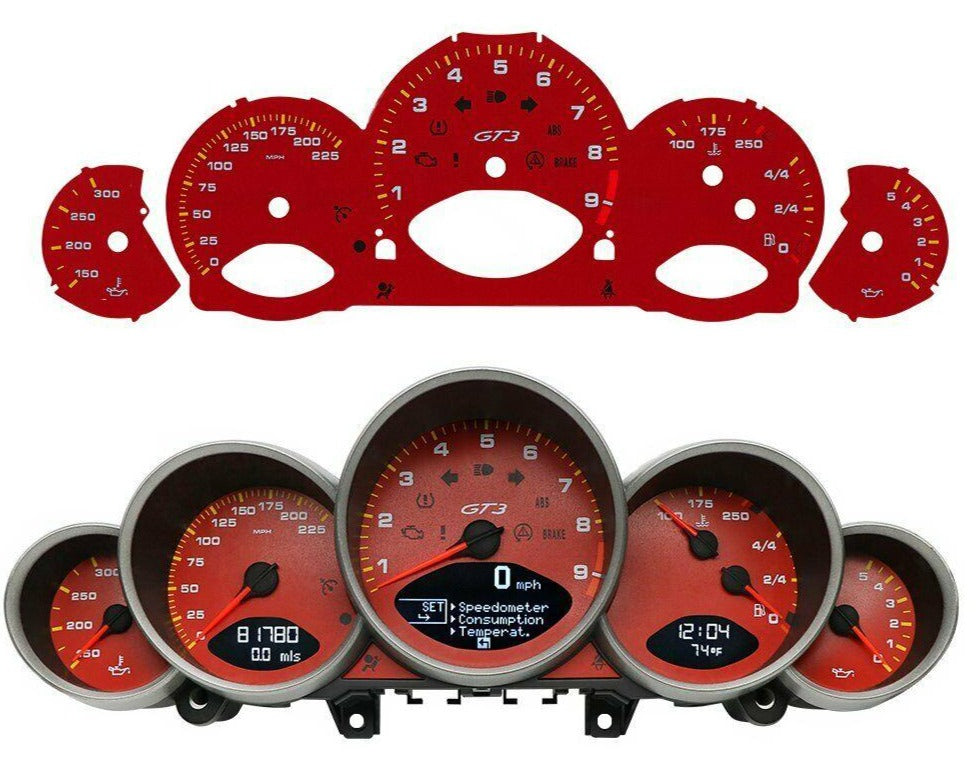 997 Instrument Cluster Red Gauge Face Compatible with Porsche 911 997 Carrera Instrument Clus ...