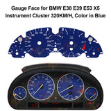Gauge Face Overlay Blue Color for BMW E53 X5 E38 740i E39 540i Instrument Cluster 320KM/H