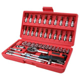 46pc Spanner Socket Screwdriver Set 1/4 Car Repair Tool Ratchet Wrench Set Tool