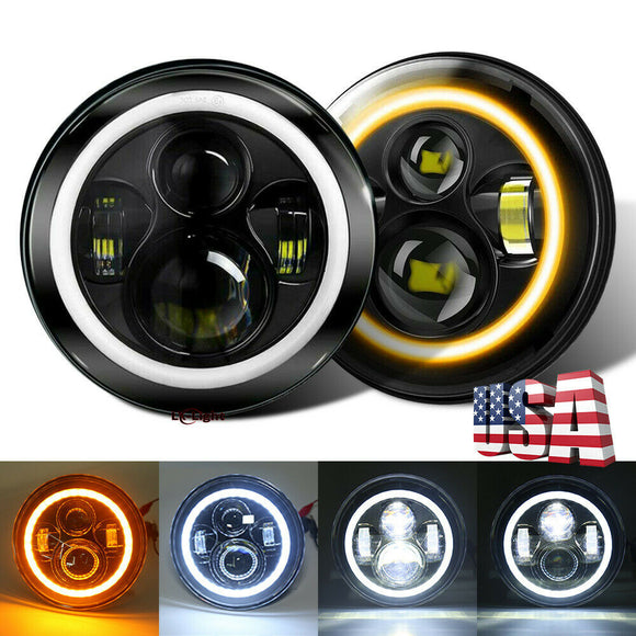 Led Round Headlight Halo Angel Eye 9