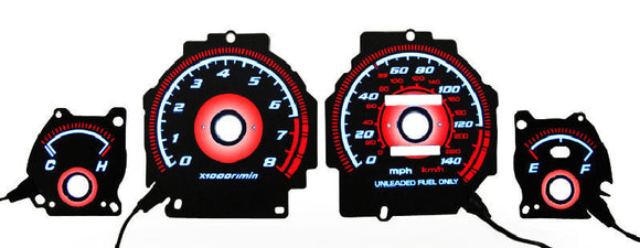Type R Style Gauge Face Overlay for 1990-1993 Acura Integra LS / Gs / Rs Red Glow