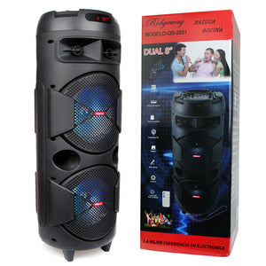 Portable Party Bluetooth PA Loudspeaker Rechargeable Dual Subwoofer With Karaoke Microphone Remote