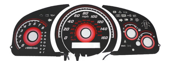 Type-R Style Gauges Face Overlay for 2003-2007 Honda Accord Automatic Red Glow 160MPH