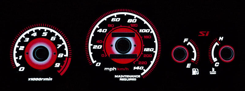 Type R Style Gauge Face Overlay for 1999-00 Honda Civic Si Gauges JDM ...