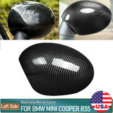 Real Carbon Fiber Side Wing Mirror Covers Shield Fit for BMW Mini Cooper R55 R56