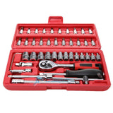 46pc Spanner Socket Screwdriver Set 1/4 Car Repair Tool Ratchet Wrench Set Tool