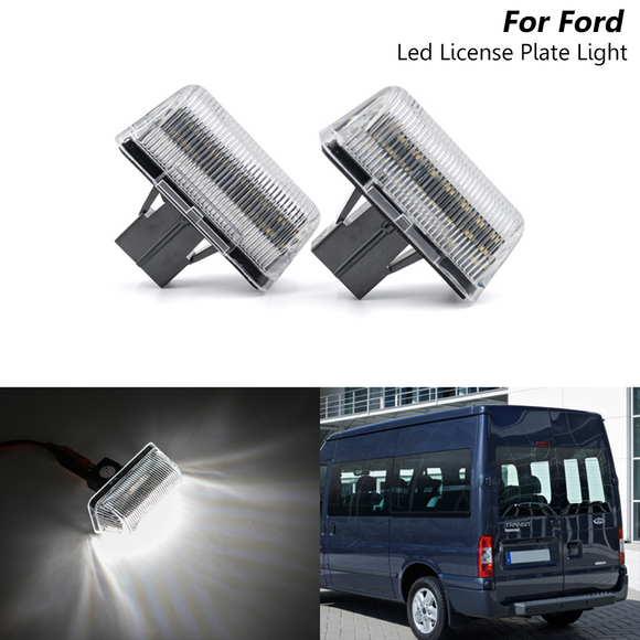2x LED White License Plate Lights For Ford Transit MK5 MK6 MK7 1985-2013 Connect