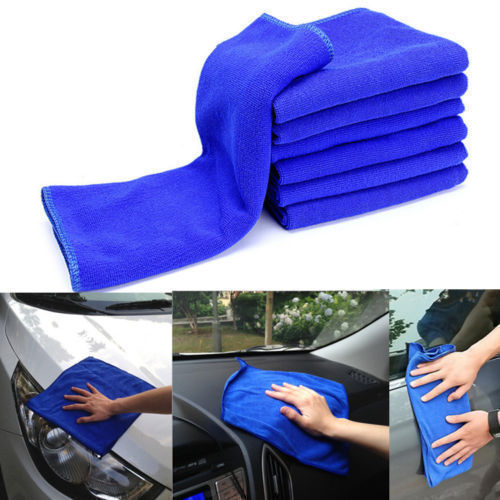 3x Blue Microfiber Absorbent Towel Car Washing Cleaning Cloth
