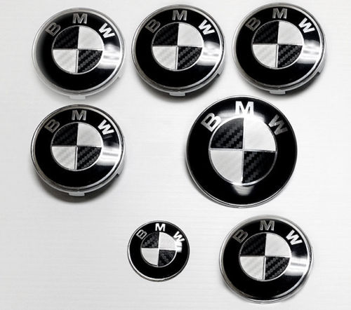 BMW Emblem Logo Overlay Decal Roundels (Silver/Pink Carbon Fiber)