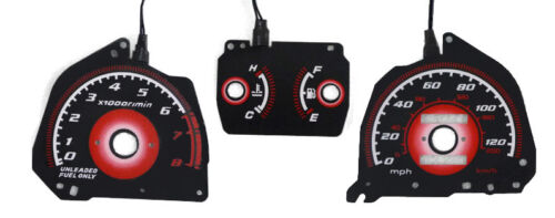 Type-R Style Gauge Face Overlay for 1990 1991 Honda CRX CR-X Ef8 Ef9 JDM Red Glow