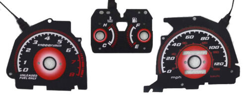 Type R Style Gauge Face Overlay 1988-1989 Honda CRX CR-X HF with Tach Red Glow