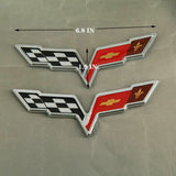Set 2 Front Hood & Rear Fascia Crossed Flags Decal Emblems for 2005-2013 C6 Corvette